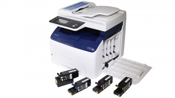 Xerox Workcentre 6027: Als Verbrauchsmaterial hat man beim Xerox lediglich vier Tonerpatronen. Die Bildtrommel braucht man nicht zu tauschen und soll das gesamte Druckerleben lang durchhalten.