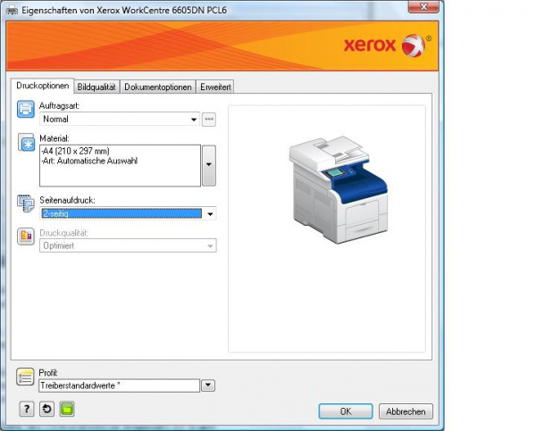 Aufgeräumt: Xerox hat seine Geräteeinstellungen übersichtlich gestaltet.